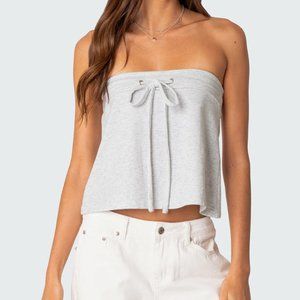 Edikted Tie Front Strapless Top